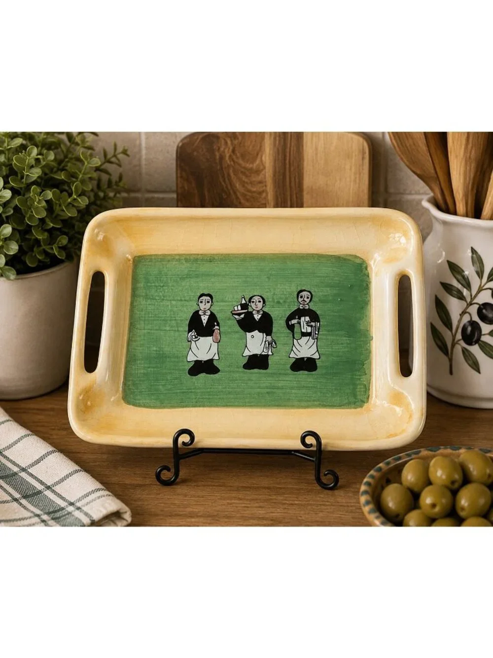 2000 California Pantry Three Waiters Ceramic Serving Tray 8x6 Handled